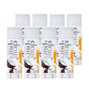 Clean &amp; Pure Lip Balm 8-Pack (Coconut)   Lip Care Set With 100% All Natural Beeswax   Vitamin E Oil   Flavored Lip Balm for Dry, Chapped Lips   Made in Australia