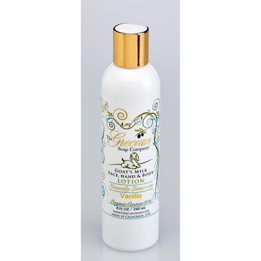 Grecian Organic Goat Milk Lotion for Women Vanilla Scent - Luxurious, Nourishing &amp; Hydrating, 81% Organic with Aloe, Coconut Oil, Honey