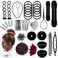 73 pcs Hair Braiding Tool with Brown Hair Wig Bun, Hair Styling Tools Accessories Hair Magic Bun Maker Hair Bun Donut Hair Bobby Pins and Elastic Bands Kit for Women Kids