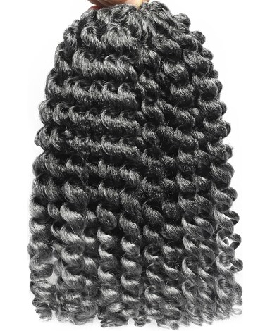 3Packs 2X Ringlet Wand Curl 12 Inch Jamaican Bounce Crochet Hair Synthetic Crochet Braids Hair Extensions Crochet Braiding Hair 20 Roots (12Inch (Pack of 3), TGrey)