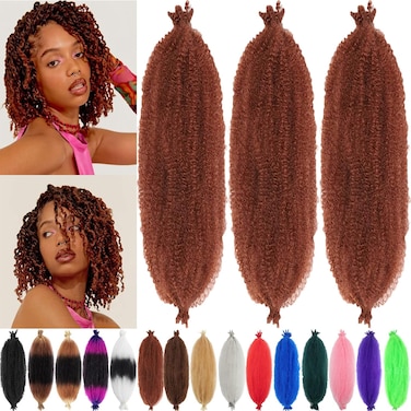 8 Packs Springy Afro Twist Hair 16 inch Pre-Separated Marley Twist Braiding Hair Soft Synthetic Crochet for Distressed Faux Locs Spring Twist Hair Extensions for Women (10 Inch (Pack of 3), 30#)