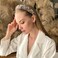 JWICOS Gold Elegant Velvet Wide Headbands Vintage Hairband with Crystal Beads Shining Fashion Flower Pearl Hair Hoops for Women and Girls Pack of 1 (Gold)