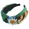 Yusier Women's Baroque Rhinestone Crystal Headbands - Embroidered Satin Hair Accessories, Exquisite Hairband in a Variety of Colors (Dark Green)