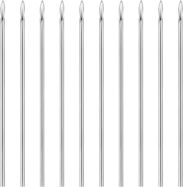 10Pcs Silver Piercing Needles,Stainless Steel Ear Nose Navel Nipple Lip Piercing Needles Body Piercing Needles