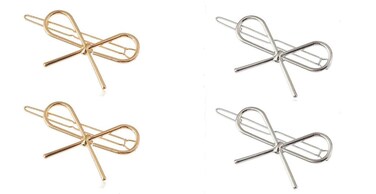 4Pcs Gold and Silver Simple Hair Clips Metal Bow Shaped Hairpin Clamps Hair Accessories for Women and Girls,Hair Care