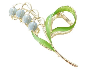 Green Lily of The Valley Flower Hair Clips, Orchid Hair Clamps,Flower Metal Hairpin, Flower Jaw Clamp Hair Styling Hair Accessories, Women,Clips and Barrettes, Hair Accessories
