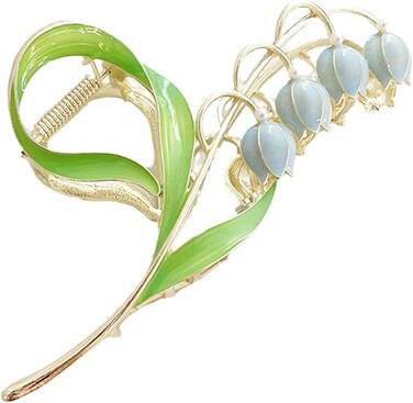 Blue Lily of The Valley Flower Hair Clip Metal Hairpin, Nature-Inspired Hair Accessory for Thick and Thin Hair, Women Hair Clips and Barrettes