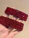 2Pcs Red Rhinestones Snap Hair Clips for Women Girls Rectangular Hairpins Korean Barrettes Hair Accessories，Clips and Barrettes