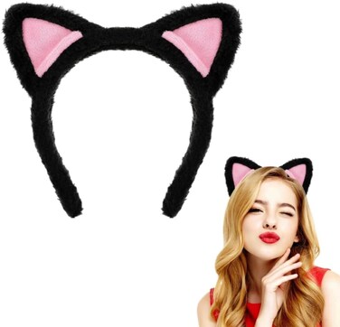 Plush Cat Ears Headbands - Soft Hair Accessories for Makeup, Shower, Teen Girls and Women