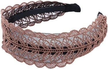 Coffee Hair Hoops Sweet Non-Slip Lace Leaves Wide Headbands for Women Mother Headband Hollow Elastic Headband Hair Hoops Hair Accessories,Women's Fashion Headbands