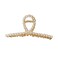 2 Pack Matte Gold and Pearl Hair Claws for Women: Large Metal Clips with Pearls for Thick Hair - Non-Slip Crab Claws and Strong Cross Barrettes