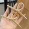 2 Pack Matte Gold and Pearl Hair Claws for Women: Large Metal Clips with Pearls for Thick Hair - Non-Slip Crab Claws and Strong Cross Barrettes
