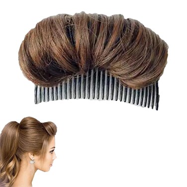 Light Brown Invisible Bump Up Comb Clip Bun, False Hair Clip Princess Styling Hairpin for Girls Women Thinning Hair Accessories
