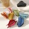 4Pcs Green Leaf Shaped Hair Clips, 3.5 Inch Non-slip Hair Catch Barrette Jaw Clamp Hairpins for Women Girls Thin Thick Hair