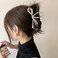 Metal Silver Hair Clips Claw for Women for Thick Hair Barrettes for Hair Styling Hair Clips Claw Ribbon Bow Design Hair Accessories, Non-slip Hair Decorations Thanksgiving Gifts, Clips and Barrettes