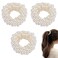 3 Pcs White Pearl Hair Bands for Women Girls, Pearl Bead Elastic Band Pearl Hair Elastic Pearl Hair Bands Ties for Women Ponytail Holder and Beauty and Personal Care