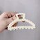1Pc White Large Hair Clip for Thick Hair, Girls Hair Clips Claw,Big Hair Clips Hair Claws Hair Claws for Thin Hair, Hair Claws Clips For Hair,Faux Pearl Claw Clips,Neutral Hair Clips Large Jaw Clip