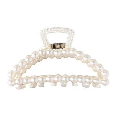 1Pc White Large Hair Clip for Thick Hair, Girls Hair Clips Claw,Big Hair Clips Hair Claws Hair Claws for Thin Hair, Hair Claws Clips For Hair,Faux Pearl Claw Clips,Neutral Hair Clips Large Jaw Clip