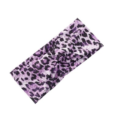 Purple Fashion Women Leopard Print Cross Elastic Headband Gym Hairband Hair Women's Fashion Headbands
