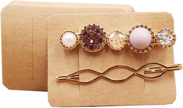 Hair Clip Display Cards - 50 Pcs Hair Bow and Hairpin Packaging Cards in Kraft Cardboard for Hair Accessories