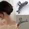 Fish Bone Hair Clips Small Hair Clips Black Metal Hair Accessories for Women Girls Elegant Fishbone Shape Hair Claw Clip Shiny Hairpins Strong Hold Nonslip Hair Clip for Thick Thin Hair Goddess Look