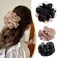 Black Large Chiffon Claw Clip Hair Bow Large Size Black Fabric Ribbon Flower Rose For Women Clamps Accessories Clips Jaw Claw,Clips and Barrettes,Hair Accessories