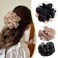 Black Large Chiffon Claw Clip Hair Bow Large Size Black Fabric Ribbon Flower Rose For Women Clamps Accessories Clips Jaw Claw,Clips and Barrettes,Hair Accessories