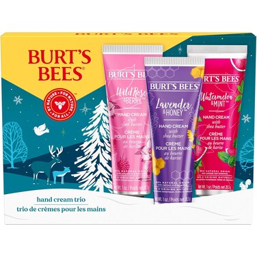 Burt's Bees Christmas Gifts, 3 Body Skincare Stocking Stuffers, Shea Butter Hand Cream Trio Set - Lavender Honey, Watermelon Mint &amp; Wild Rose Berry (3-Pack)