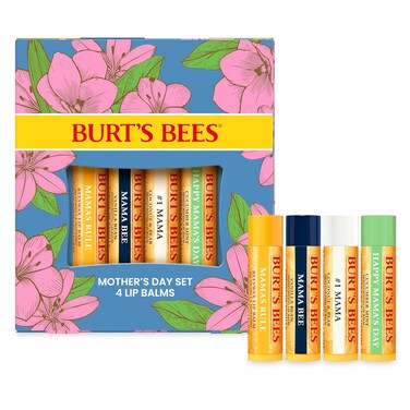 Burt's Bees Gifts Ideas - Balm Bouquet Lip Balm Set, Original Beeswax, Vanilla Bean, Cucumber Mint, Coconut &amp; Pear Pack, Natural Origin Lip Treatment, 4 Tubes, 0.15 oz.