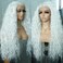 SAPPHIREWIGS Curly Synthetic Lace Front Wigs Long Deep Wave Wig Glueless Pre Plucked Hairline White Gray 60# Wig Cosplay Party Daily Makeup Halloween Use 26inch