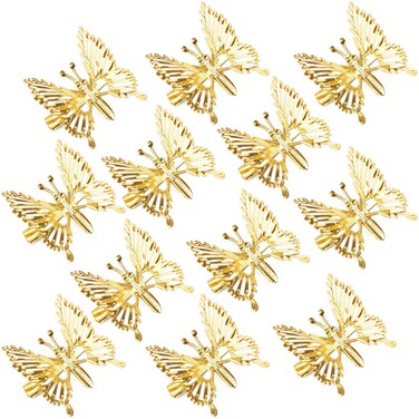 12 Pcs Butterfly Hair Clips, Moving Wings Butterfly Metal Hair Barrettes, Hair Styling Accessories,Cute Hairs Pins Clip for Women and Girls, Gold, 1.0 Count, 1