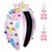 Knotted Headband for Women Gummy Bear Lollipop Candy Crystal Jeweled Embellished Top Knot Hairband Statement Wide Turban Hair Hoop Funny Gifts for Girls Sister Bff Birthday Holiday Party