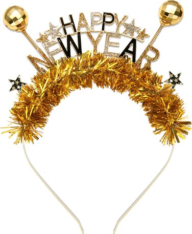 FAERLIIRY Holiday Headband 2025 Pom Pom Ball Glitter Feista Hair Accessory for Women Disco Ball Glitter Headpiece Holiday Headbands Hair Accessories Celebration Party Gifts