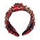 Christmas Headbands for Women Red Plaid Headband Crystal Jeweled Knotted Headband Christmas Holiday Party Hair Accessories Gifts (Red-Plaid)