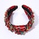 Christmas Headbands for Women Red Plaid Headband Crystal Jeweled Knotted Headband Christmas Holiday Party Hair Accessories Gifts (Red-Plaid)