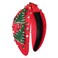 Christmas Tree Knotted Headband for Women Pearl Rhinestone Jewelry Christmas Tree Beaded Hairband Winter Holliday Wide Knot Headband Christmas Party Favors Gifts