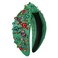 Christmas Headband Christmas Bow Crystal Knotted Headband Xmas Holiday Party Gift Wrap Headband for Women Girls (Green-Christmas Bow)