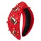 Football Headband Game Day Headbands for Women Jeweled Crystal Football Knotted Headband Sports Fan Hair Accessories Gifts (Red)