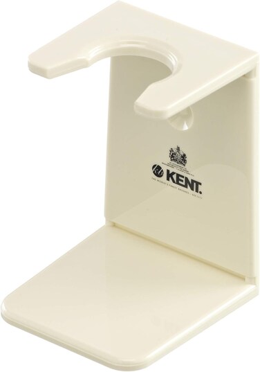 KENT VSB5 Small White Plastic Shaving Brush Stand for Self Adhesive Hang Drying Shave Brush. Essential Part of Any Mens Shaving Kit, Shaving Brush Holder Extends Natural Bristle Shaving Brushes Life