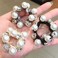3PCS Pearl Elastic Scrunchies Rhinestone Crystal Hair Ropes and Ponytail Holders for Women and Girls