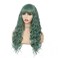 Green Long Curly Wavy Wigs for Women Synthetic Wig Heat Resistant Hair with Bangs for Party Cosplay Halloween Daily Use