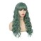 Green Long Curly Wavy Wigs for Women Synthetic Wig Heat Resistant Hair with Bangs for Party Cosplay Halloween Daily Use