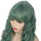 Green Long Curly Wavy Wigs for Women Synthetic Wig Heat Resistant Hair with Bangs for Party Cosplay Halloween Daily Use