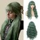 Green Long Curly Wavy Wigs for Women Synthetic Wig Heat Resistant Hair with Bangs for Party Cosplay Halloween Daily Use