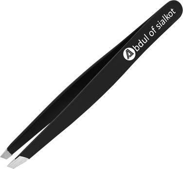 Tweezers for Eyebrows -Slant Tip Professional Stainless Steel Eyebrow Tweezers for Women &amp; Men - Great Precision on Brow, Facial Hair &amp; Ingrown Hair Pack of 1 (Black)