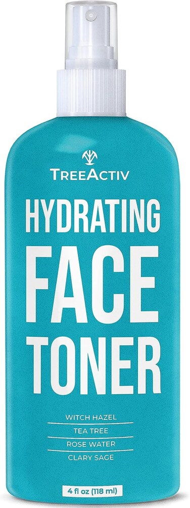 TreeActiv Balancing Herbal Toner   Facial Skin Moisturizer   Witch Hazel   Rose Water   Clary Sage   Tea Tree   Natural Astringent   Alcohol-Free   Reduce Oily Face Acne   Men, Women, Teens   4 fl oz