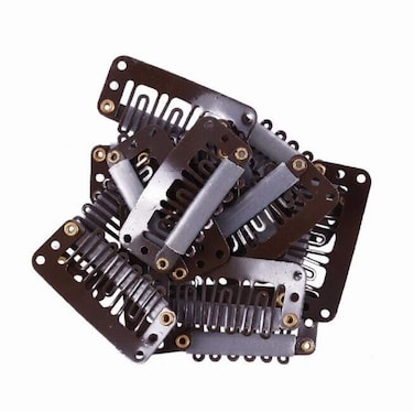 Snap Clips 50pcs U-shape Metal Clips for Hair Extensions DIY (Brown)