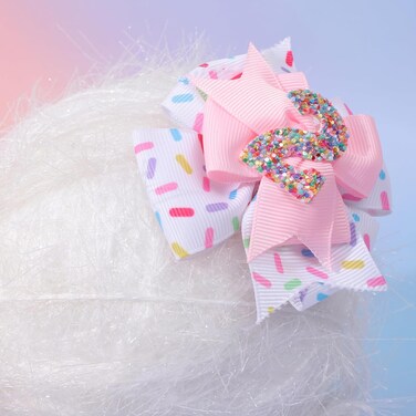 Sprinkle Birthday Hair Bow - Confetti 2nd Birthday Pink Bow Party Decorations,Ice Cream for 2 Years old Birthday