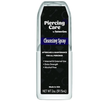 Tattoo Goo Piercing Care Cleansing Spray, Piercing Aftercare Spray, Antiseptic Spray for Oral and Dermal Piercings, Sodium &amp; Alcohol-Free, Peppermint Flavor - 2 oz