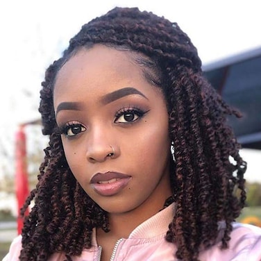 YEBO Spring Twist Hair 4 Packs 8 Inches Spring Twists Crochet Braiding Hair Ombre Colors Synthetic Hair Extensions 30 Strands/Pack, 110g/Pack(T33)